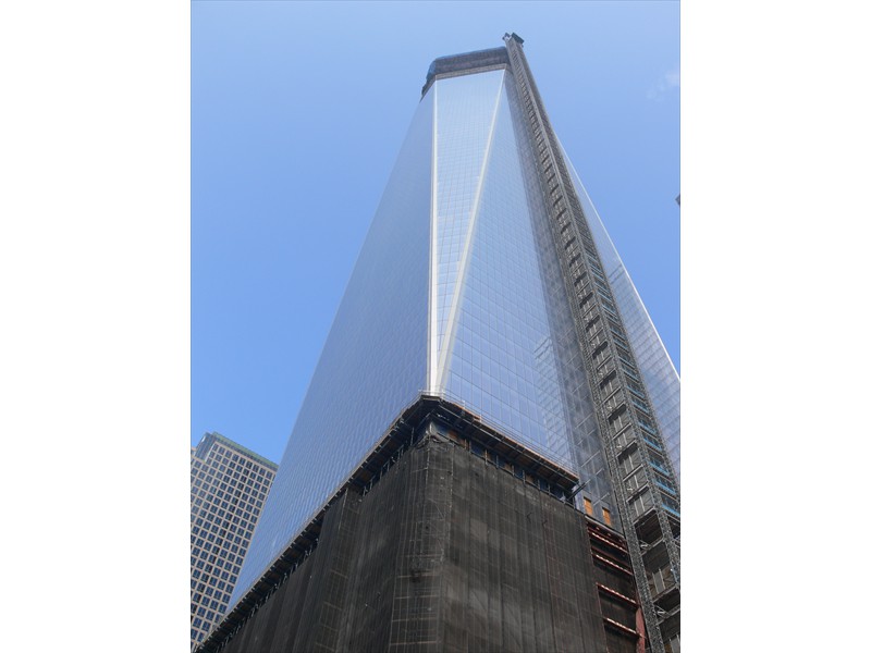 Looking up at the new One World Trade Center building
